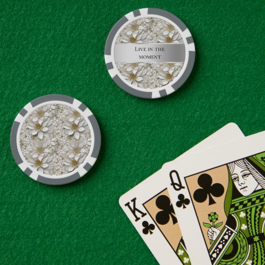 Gouden Witte Lotus Bloemen Poker Chips (Pokertafel (Dubbel))