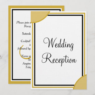 Gouden Witte Monogram Trouwreceptie  Kaart