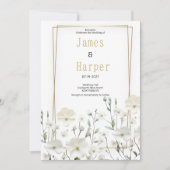 Gouden witte munt delicate bloemenbruiloft kaart (Voorkant)