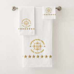 Gouden Witte Nautische Boat Wheel Boat Bad Handdoek