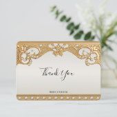 Gouden witte parels bedankkaart (Staand voorkant)