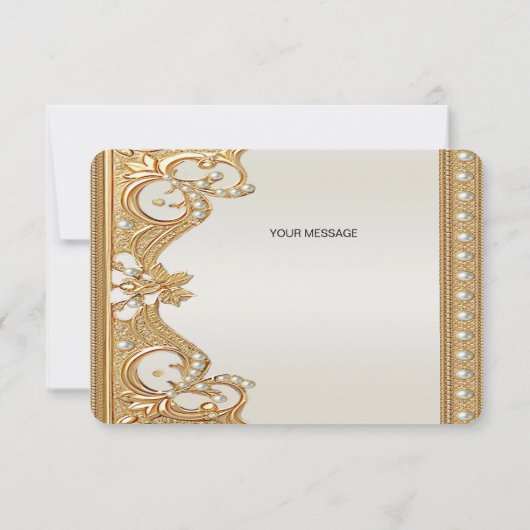 Gouden witte parels bedankkaart (Achterkant)