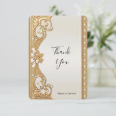Gouden  witte parels bedankkaart (Staand voorkant)