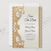 Gouden  witte parels Bewaar de datum Save The Date (Voorkant)