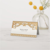 Gouden witte parels Place Card (Achterkant)