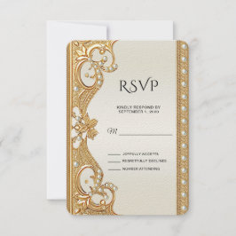 Gouden  witte parels RSVP-kaart RSVP Kaartje