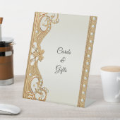 Gouden Witte Parels Tafelblad Tekenen Reclamebord Met Voetstuk (Insitu)