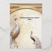 Gouden witte pauw art nouveau elegant echt folie uitnodiging (Achterkant)