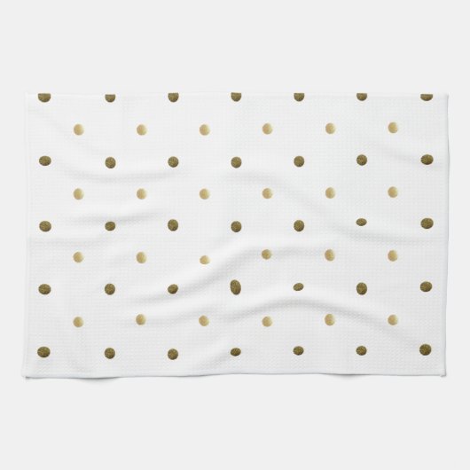 Gouden Witte Polka Dots Gouden Stippen Elegant Ont Theedoek (Horizontaal)