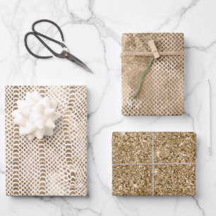 Gouden witte slangenprint inpakpapier vel