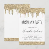 Gouden Witte Sparkle Glitter Elke Leeftijd Verjaar Kaart (Voorkant / Achterkant)