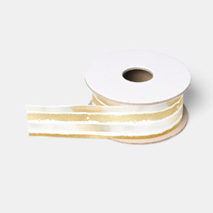 Gouden Witte Strepen Bruidsuitnodiging Grosgrain Lint