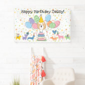 Gouden Witte Tibetaanse Terriër Hond Verjaardagsfe Spandoek (Insitu)