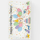 Gouden Witte Tibetaanse Terriër Hond Verjaardagsfe Spandoek (Verticaal)