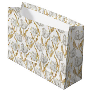 Gouden Witte Tulp Bloemen Bruidsdouche Groot Cadeauzakje