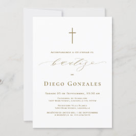 Gouden Witte Uitnodiging De Bautizo Jongensdoop