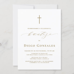 Gouden Witte Uitnodiging De Bautizo Jongensdoop