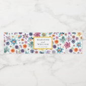 Gouden Witte Wildflower Waterverf Spring Botanical Waterfles Etiket (Enkel label)