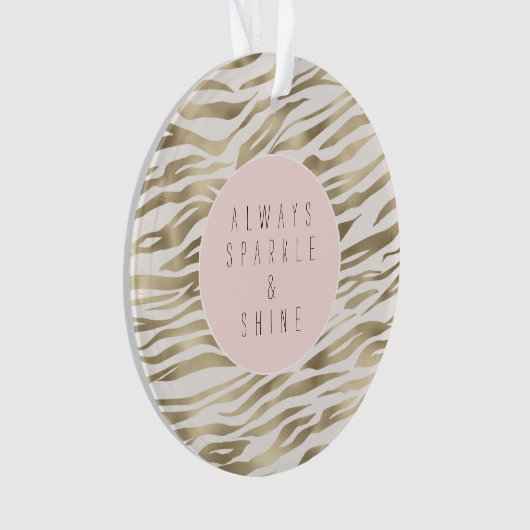 Gouden witte zebra print ornament (voorkant)