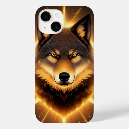 Gouden Wolf Illustratie in Stralende Glow Case-Mate iPhone Case (Achterkant)