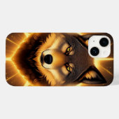 Gouden Wolf Illustratie in Stralende Glow Case-Mate iPhone Case (Achterkant (horizontaal))