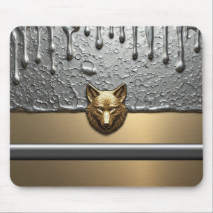 Gouden Wolf Reliëf Met Metaal Druppel Effect 🐺 Muismat