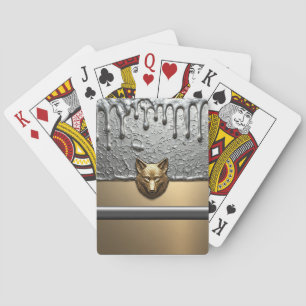 Gouden Wolf Reliëf Met Metaal Druppel Effect 🐺 Pokerkaarten