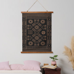 Gouden wortels: zwart en tribale Marokkaanse elega Hangend Wandkleed