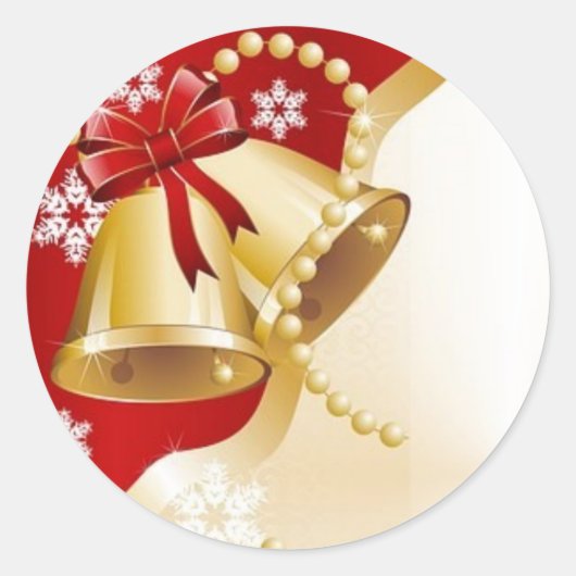 gouden xmas bell ronde sticker (Voorkant)