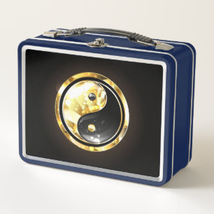 Gouden Yin Yang op zwart