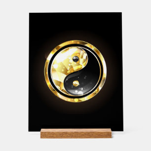 Gouden Yin Yang op zwart Acryl Bord