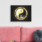 Gouden Yin Yang op zwart Canvas Afdruk (Insitu (Woonkamer))