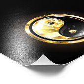 Gouden Yin Yang op zwart Foto Afdruk (Hoek)