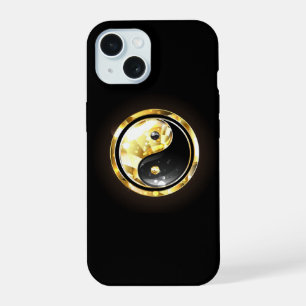 Gouden Yin Yang op zwart iPhone 15 Hoesje