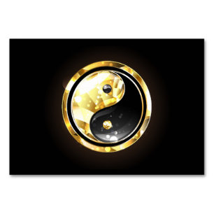 Gouden Yin Yang op zwart Kaart
