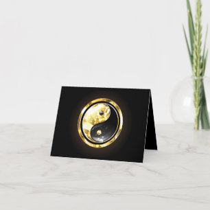 Gouden Yin Yang op zwart Kaart