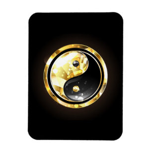 Gouden Yin Yang op zwart Magneet