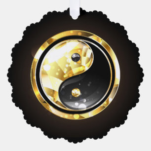 Gouden Yin Yang op zwart Ornament Kaart