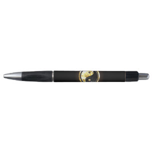 Gouden Yin Yang op zwart Pen