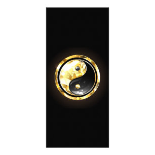 Gouden Yin Yang op zwart Reclamekaart