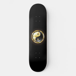 Gouden Yin Yang op zwart Skateboard
