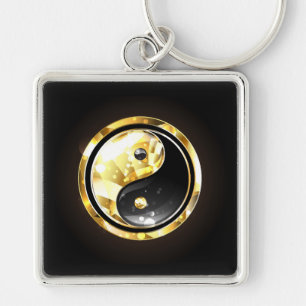 Gouden Yin Yang op zwart Sleutelhanger