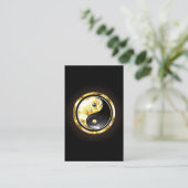 Gouden Yin Yang op zwart Visitekaartje (Staand voorkant)
