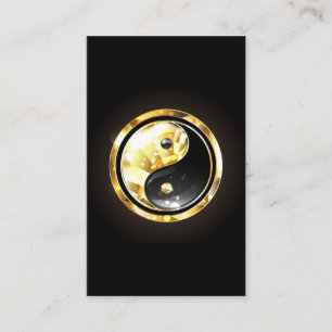 Gouden Yin Yang op zwart Visitekaartje