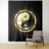 Gouden Yin Yang op zwart Wandkleed (In situ)