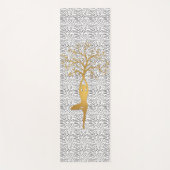 Gouden Yoga Pose Silhouet met Boom Yogamat (Voorkant)