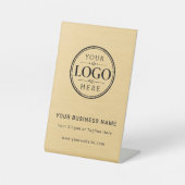 Gouden Zakelijk Bedrijfslogo Tafel Display Reclamebord Met Voetstuk (Voorkant)