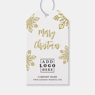 Gouden Zakelijk Logo Prettig Kerstfeest Witte Snee Cadeaulabel