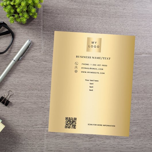 Gouden zakelijke logo-code aangepaste tekst flyer