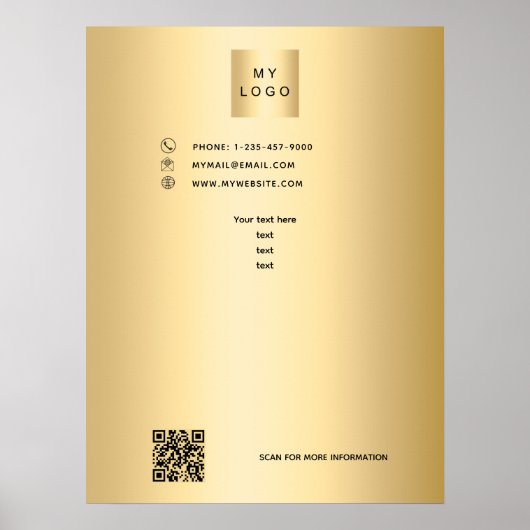 Gouden zakelijke logo-code aangepaste tekst poster (Voorkant)